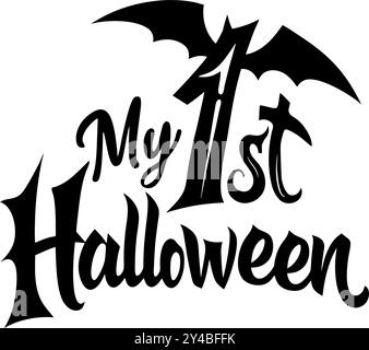 Halloween-T-Shirt-Design, handgezeichneter Schriftzug mit gruseligen Vibes lokalisiert auf weißem Hintergrund, Kalligraphie grafisches Design Typografie-Element, Handwrit Stock Vektor