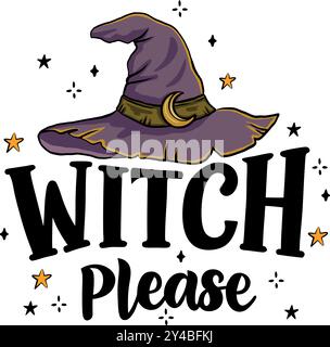 Hexe Brew halloween T-Shirt Design mit gruseligen Kürbis halloween auf schwarzem Hintergrund Vintage Illustration Stock Vektor