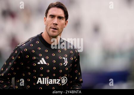 Torino, Italien. August 2024. Juventus' Dusan Vlahovic beim Fußball-Spiel der UEFA Champions League zwischen Juventus FC und PSV Eindhoven im Juventus-Stadion in Turin, Nordwest-Italien - 17. September 2024. Sport - Fußball . (Foto: Fabio Ferrari/LaPresse) Credit: LaPresse/Alamy Live News Stockfoto