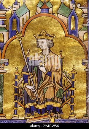Louis IX. (1214-1270). Zeitgenössische Darstellung von König Ludwig IX. Von Frankreich aus der Bibel St. Louis, um 1230 Stockfoto
