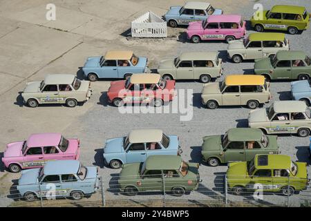 Trabi Welt, Zimmerstraße, Wilhelmstraße, Mitte, Berlin, Deutschland Stockfoto