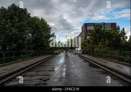 Anderlecht, Hauptstadt Brüssel, Belgien, 16. SEP, 2024 Eingang des Gewerbeparks Paepsem Stockfoto