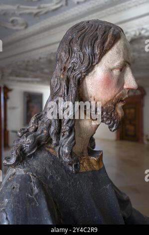 Palmesel Holzfigur um 1880, Christusdetail, Dominikanerkloster Wettenhausen, Schwaben, Bayern, Deutschland, Europa Stockfoto