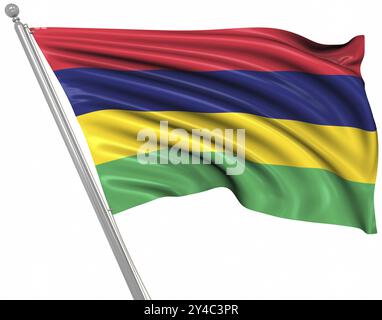 Flagge von Mauritius, dies ist ein computergeneriertes und 3D-gerendertes Bild Stockfoto