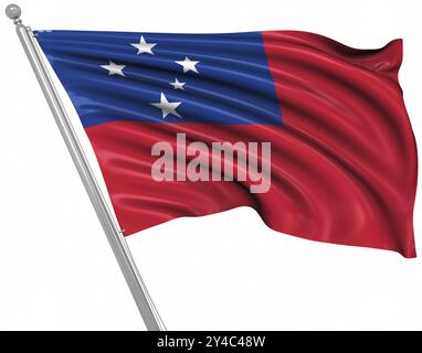 Flagge von Samoa, dies ist ein computergeneriertes und 3D gerendertes Bild Stockfoto