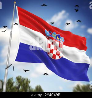 Flagge Kroatiens, dies ist ein computergeneriertes und 3D-gerendertes Bild Stockfoto