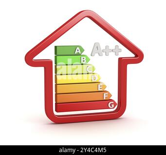 Green Energy House Symbol, dies ist ein 3D gerendertes, computergeneriertes Bild. Isoliert auf weiß Stockfoto