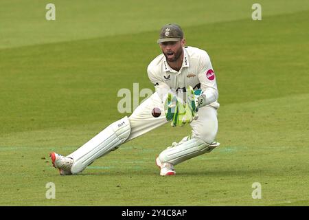 London, Großbritannien. September 2024. Surrey's Ben Foakes als Surrey gegen Durham in der County Championship im Kia Oval, Tag 1. Quelle: David Rowe/Alamy Live News Stockfoto