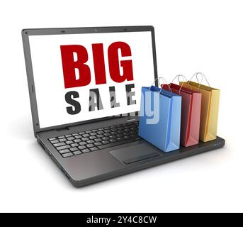 Großes Verkaufskonzept, das ist ein computergeneriertes und 3D-gerendertes Bild Stockfoto