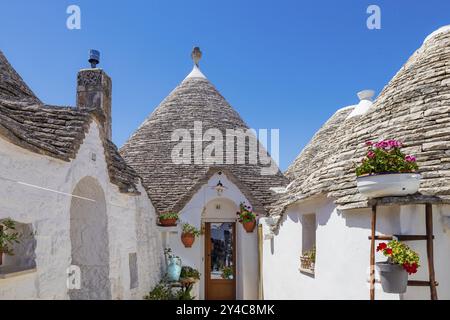 Trulli in Alberobello in Apulien in Basilicata in Süditalien Stockfoto