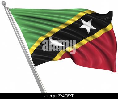 Flagge von St. Kitts und Nevis, das ist ein computergeneriertes und 3D gerendertes Bild Stockfoto