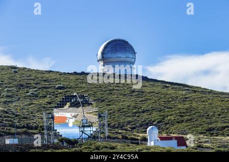 La Palma, Observatorium mit Radioteleskop auf der Roque de los Muchachos Stockfoto