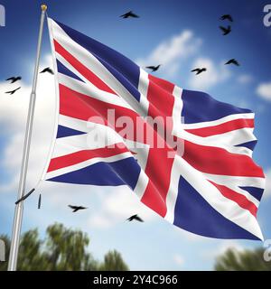 Flagge des Vereinigten Königreichs, dies ist ein computergeneriertes und 3D-gerendertes Bild Stockfoto