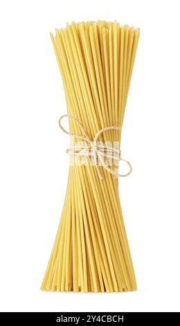 Haufen Spaghetti auf weißem Hintergrund isoliert Stockfoto