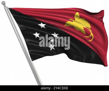 Flagge von Papua-Neuguinea, dies ist ein computergeneriertes und 3D-gerendertes Bild Stockfoto