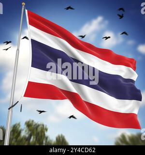 Flagge Thailands, dies ist ein computergeneriertes und 3D-gerendertes Bild Stockfoto