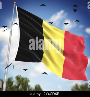 Belgische Flagge, dies ist ein computergeneriertes und 3D-gerendertes Bild Stockfoto