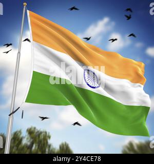 Flagge Indiens, dies ist ein computergeneriertes und 3D gerendertes Bild Stockfoto