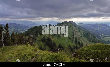 Blick vom Seelekopf auf den Hohenfluhalpkopf, Nagelfluhkette, Allgaeu Stockfoto