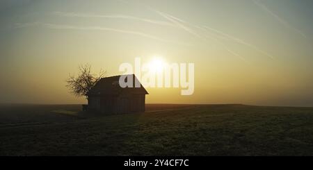 In Morgenstimmung im nebeligen Dunst Stockfoto