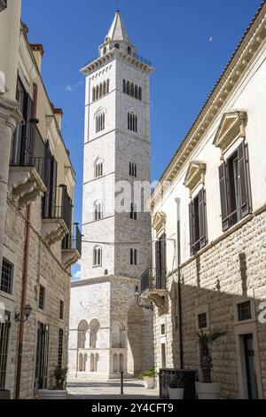 Der Turm der wunderschönen Kathedrale von Trani in Apulien, Italien, Europa Stockfoto