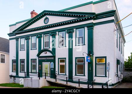 Freimaurertempel, Grand Lodge of Nova Scotia, historisches Holzgebäude, alte Innenstadt von Lunenburg, Nova Scotia, Kanada Stockfoto