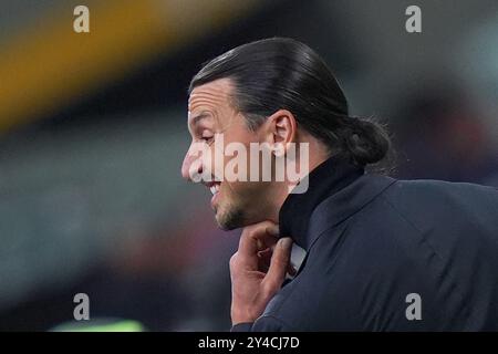 Mailand, Italien. September 2024. Zlatan Ibrahimovic vor dem Fußball-Spiel der UEFA Champions League zwischen Mailand und Liverpool im San Siro Stadion in Mailand, Norditalien, Dienstag, 17. September 2024. Sport - Fußball . (Foto: Spada/LaPresse) Credit: LaPresse/Alamy Live News Stockfoto