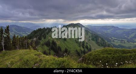 Blick vom Seelekopf auf den Hohenfluhalpkopf, Nagelfluhkette, Allgaeu Stockfoto