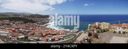 Panoramablick vom Schloss Castelsardo, Sardinien Stockfoto