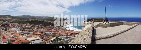 Panoramablick vom Schloss Castelsardo, Sardinien Stockfoto