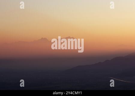 Alpstein und Rheintal bei Sonnenuntergang, Blick vom Pfaender Stockfoto