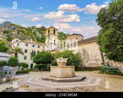 Stiftskirche St. Mary in Kotor bei Sonnenaufgang, Montenegro, Europa Stockfoto