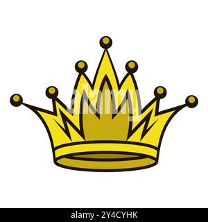 Symbol der goldenen Vektorkrone. Einfaches Kronendesign mit Queen- oder King-Gelb-Krone. Königliches kaiserliches Krönungssymbol. Stock Vektor