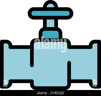 Industrielles Rohrventil zeigt die geöffnete Position an, sodass die Flüssigkeit frei fließen kann Stock Vektor