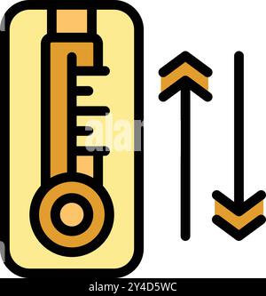 Das einfache Thermometersymbol misst steigende und abnehmende Temperaturen Stock Vektor