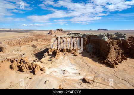 Felsformation von einer Drohne im Goblin Valley State Park, Utah. Stockfoto