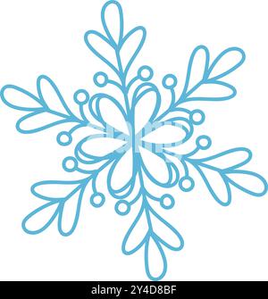 Schneeflocken im Kritzelstil für Winterdesign. Vektorabbildung. Handgezeichnete Schneeflocken isoliert auf weißem Hintergrund. Schneeflocken-Symbol gemalt. Stock Vektor