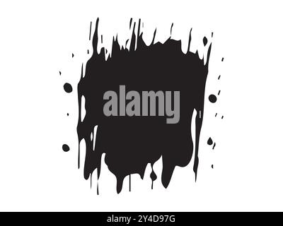 Abstrakte schwarze Tuschenstücke, isoliert auf weißem Hintergrund. Farbspritzer, chaotische Farbspritzer, künstlerische Flecken, minimalistisches Design Stock Vektor