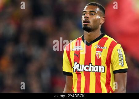 LINSE - Andy Diouf von RC Lens während des Spiels der französischen Ligue 1 zwischen RC Lens und Olympique Lyon im Stade Bollaert Delelis am 15. September 2024 in Lens, Frankreich. ANP | Hollandse Hoogte | GERRIT VAN KEULEN Stockfoto