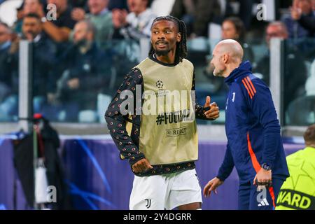 Khephren Thuram beim UEFA Champions League Spiel zwischen Juventus FC und PSV Eindhoven am 17. September 2024 im Allianz Stadium in Turin. Stockfoto