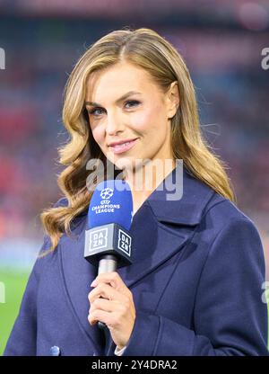 München, Deutschland. September 2024. Laura WONTORRA, Sportmoderatorin, Reporterin, Frau, Moderatorin, TV, Fernsehen, im Gruppenliga-Spiel FC BAYERN MÜNCHEN - DINAMO ZAGREB 9-2 Fußball UEFA Champions League in der Saison 2024/2025 in München, 17. September 2024, FCB, 1. Spieltag, München Fotograf: ddp Images/STAR-Images Credit: ddp Media GmbH/Alamy Live News Stockfoto