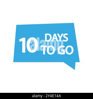 Countdown-Sprechblase. Nummer zehn im Fokus. Blaues rechteckiges Symbol. Vektordesign. Stock Vektor