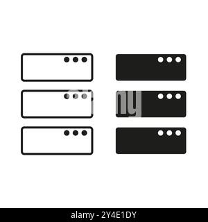 Server-Symbole. Symbol für Datenspeicher. Abbildung der Schwarzweiß-Datenbank. Minimales technisches Design. Stock Vektor