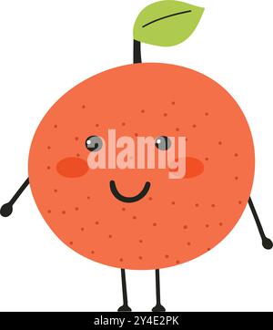 Orangenfrucht-Charakter für Kindernahrungsprojekte Stock Vektor