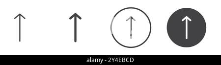 Symbol Pfeil nach oben in Form einer dünnen Linienkontur und eines linearen Vektorzeichens Stock Vektor