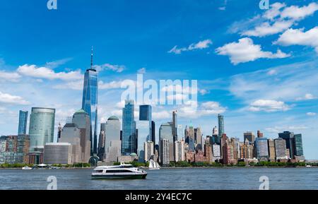 New York, Usa. New york Manhattan Skyline Finanzviertel. Manhattans wunderschöne Skyline, New York, USA. Panoramablick auf Neu Stockfoto