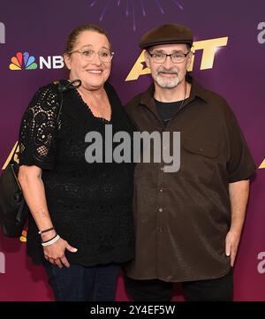 Pasadena, USA. September 2024. Angie Vanoven und Richard Goodall Backstage bei „America's Got Talent“ Staffel 19 - Finale Performances Live Show Red Carpet am 17. September 2024 im Hotel Dena in Pasadena, CA. © Lisa OConnor/AFF-USA.com Credit: AFF/Alamy Live News Stockfoto