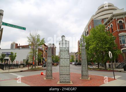 INDIANAPOLIS, IN, USA, 02. SEPTEMBER 2014: Der Mass Ave Cultural Arts District, umgangssprachlich auch als Mass Ave bekannt Stockfoto