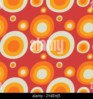 Nahtlose Retro-Kreise in Orange und Rot Stock Vektor