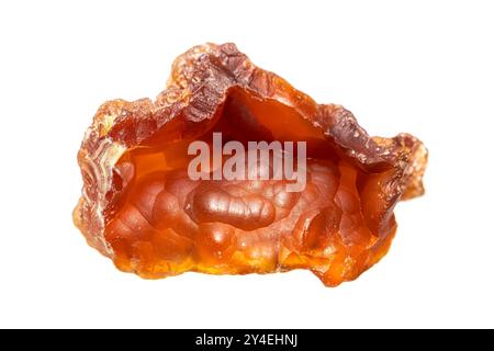 Natürlicher roter Achat (Chalcedony) Edelstein auf weißem Hintergrund Stockfoto